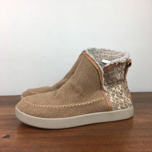 Sanuk Nice Bootah Ojai Boots Brown White Pepper Ankle Booties 1095069 Women’s 9.
